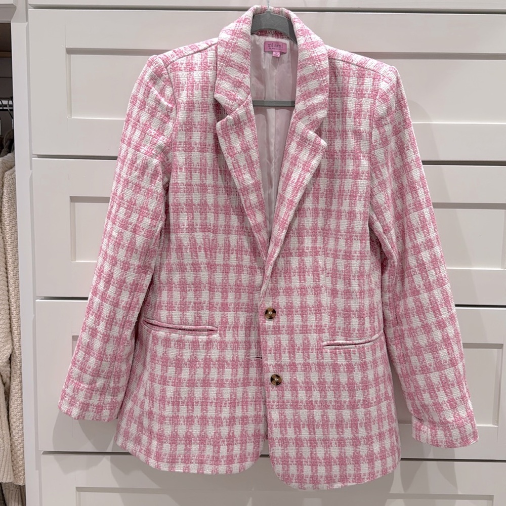 Pink and White Oversized Blazer